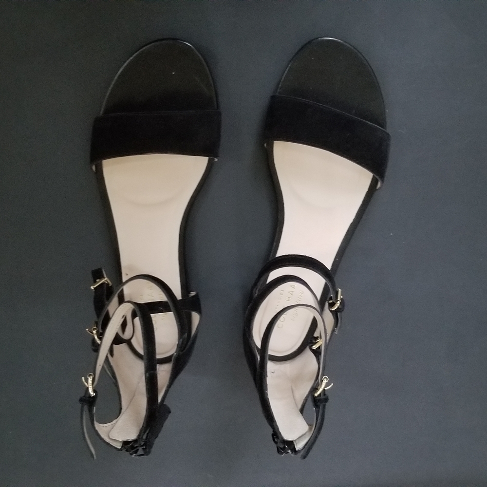 Cole Haan New Black Suede Strapped Sandals